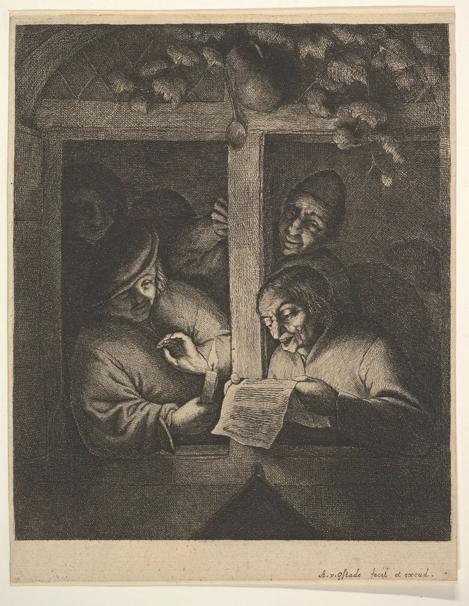 Singers at the Window by Adriaen van Ostade, print, 1610-1685