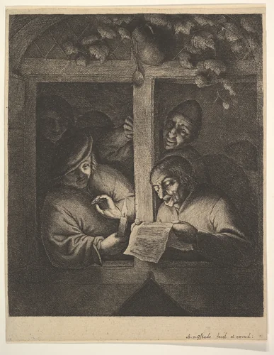Singers at the Window by Adriaen van Ostade, print, 1610-1685