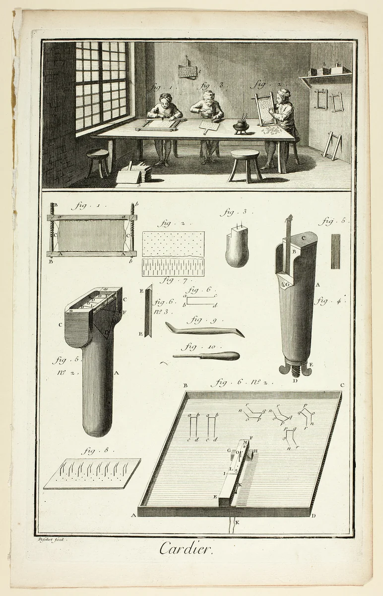Card-Maker, from Encyclopédie by A. J. Defehrt, print, 1762-1777