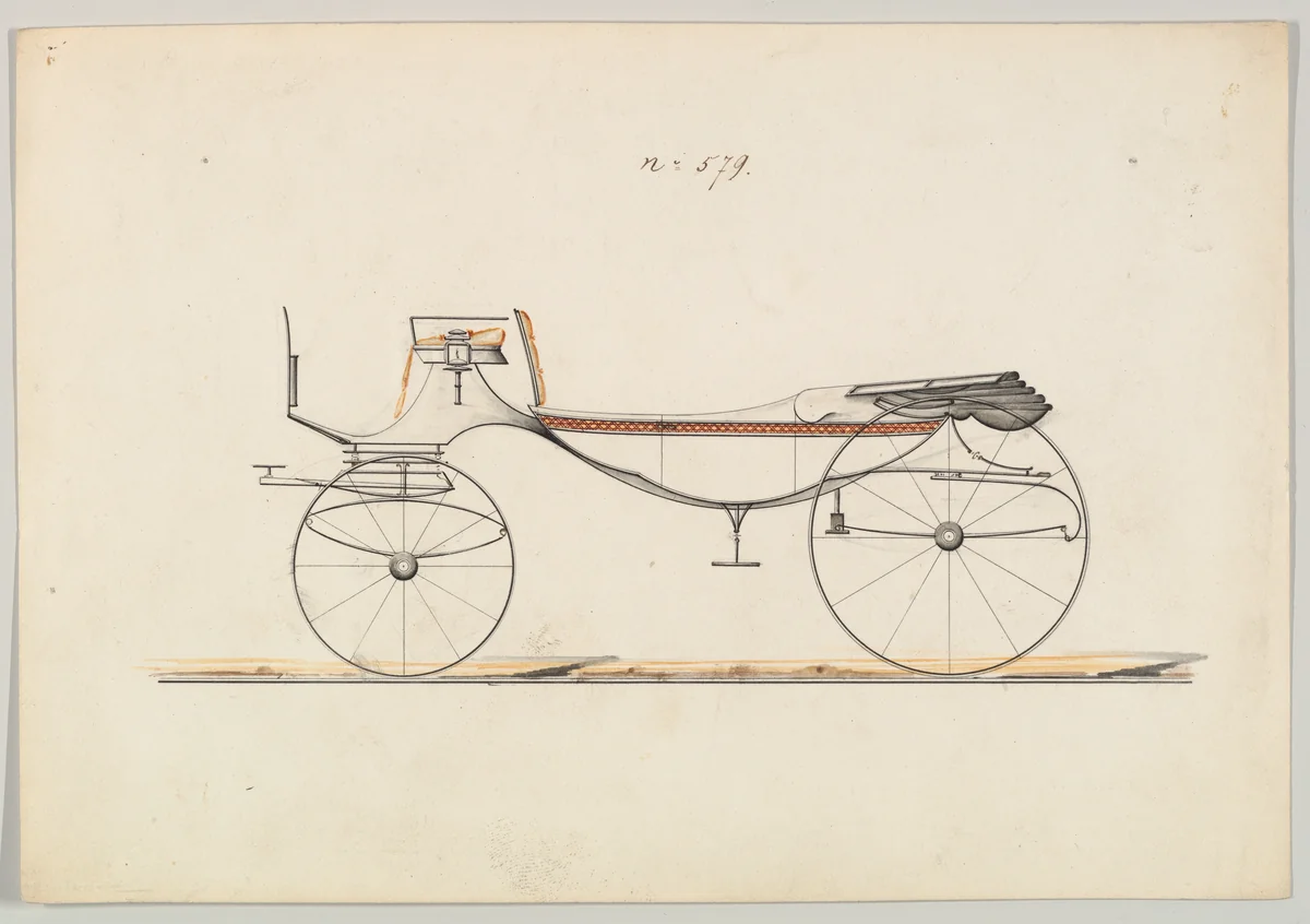 Design for Vis-à-vis/ Caleche, no. 579 by Brewster & Co., drawing, 1850-1870
