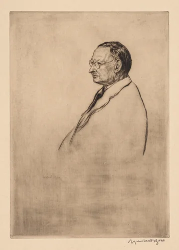 John Robertson, J. P., Dundee by Muirhead Bone, print, 1929