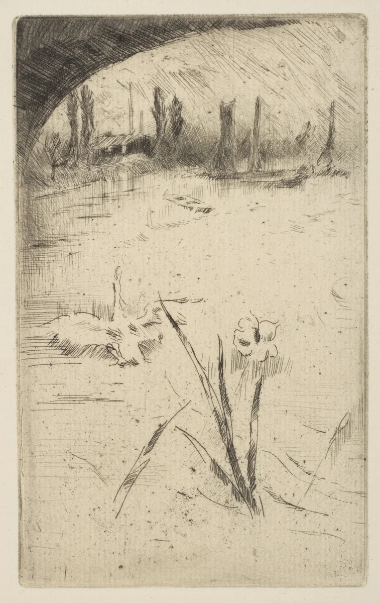 Swan and Iris (Sketch after Cecil Lawson's "Swan and Iris") by James McNeill Whistler, print, 1883
