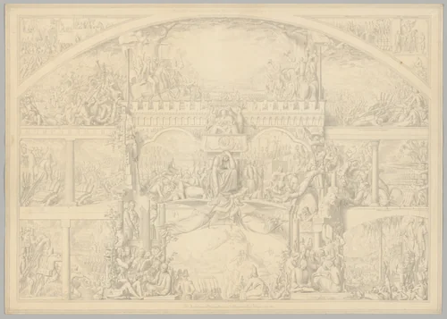 Preparatory Drawing for a Print Series on the History of Germany (Die Geschichte des deutschen Volkes in fünfzehn Bildern) by Carl Heinrich Hermann, drawing, 1851-1853