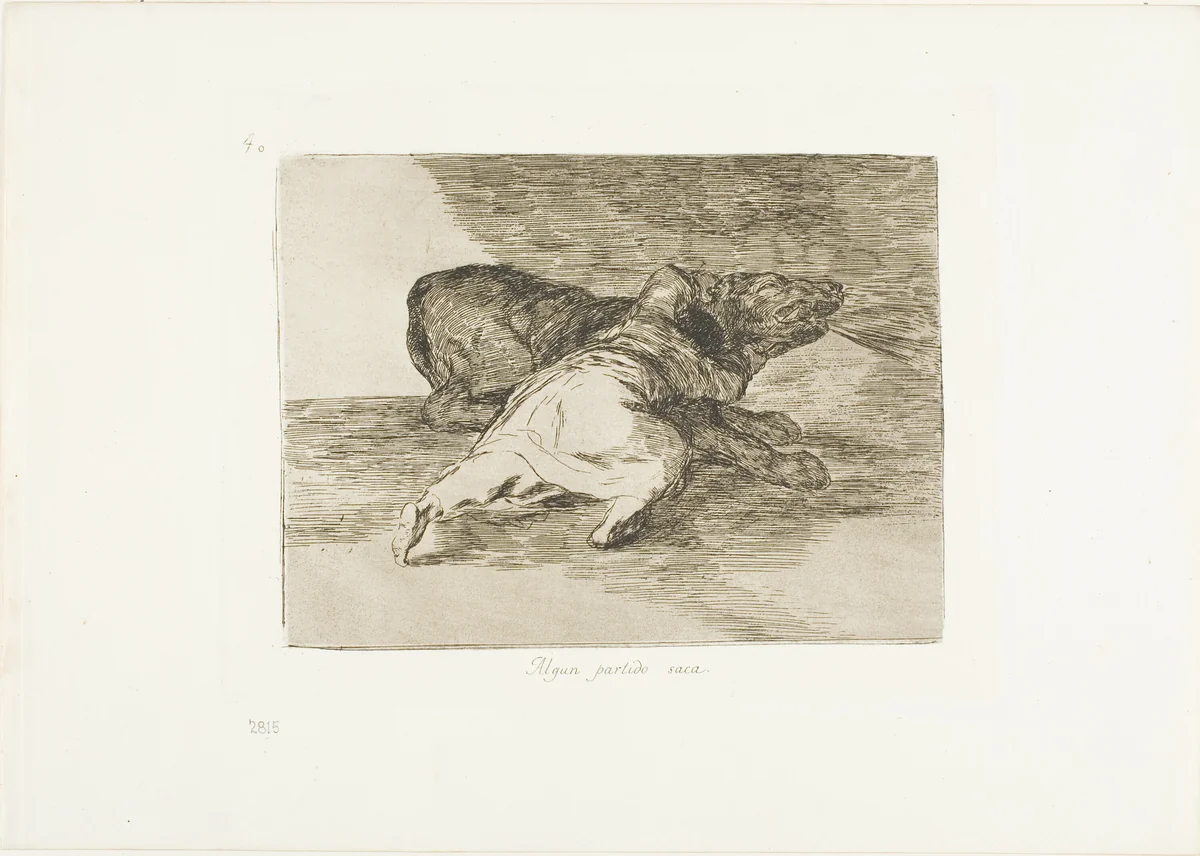 He gets something out of it, plate 40 from The Disasters of War by Francisco José de Goya, print, 1814-1820