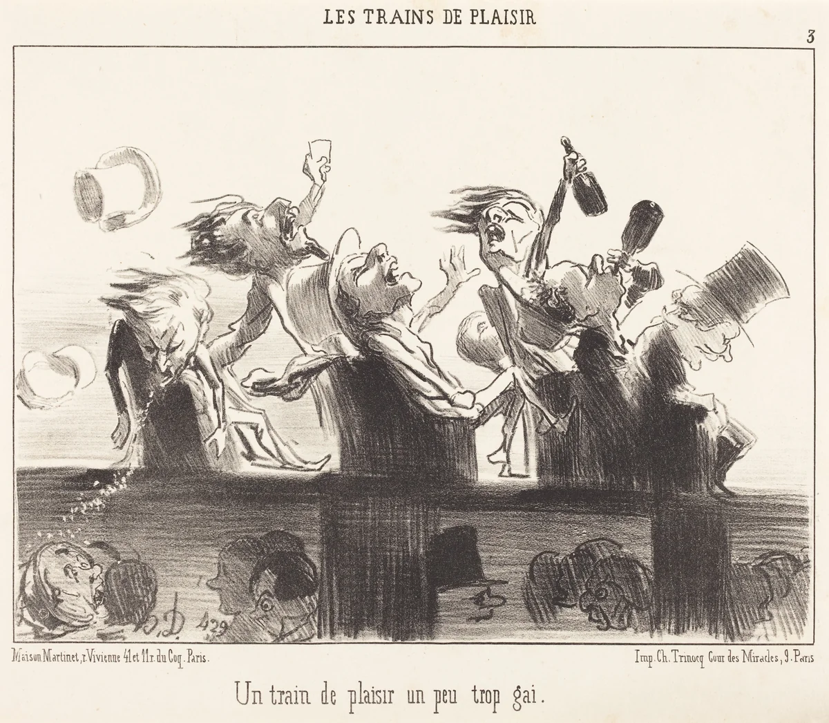 Un Train de plaisir un peu trop gai by Honoré Daumier, print, 1852