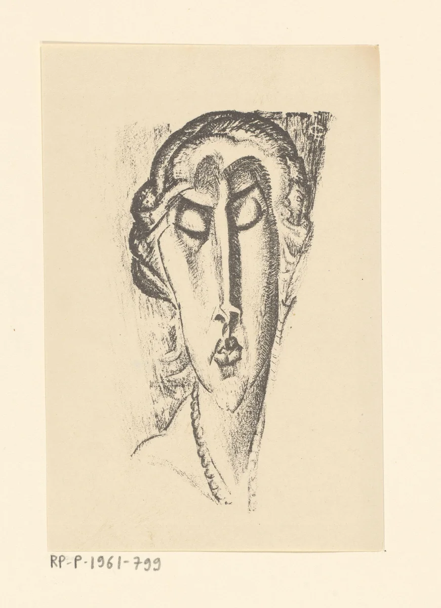 Portret van een onbekende vrouw by Leo Gestel, print, 1891-1941