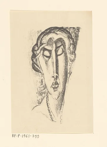 Portret van een onbekende vrouw by Leo Gestel, print, 1891-1941