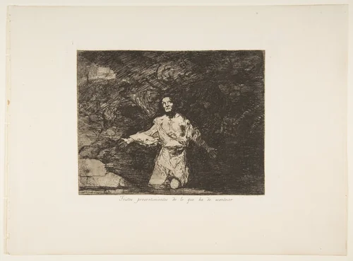 Plate1 from "The Disasters of War" (Los Desastres de la Guerra): 'Sad foreboding of what is going to happen' (Tristes presentimientos de lo que ha de acontecer) by Goya, print, 1810-1863
