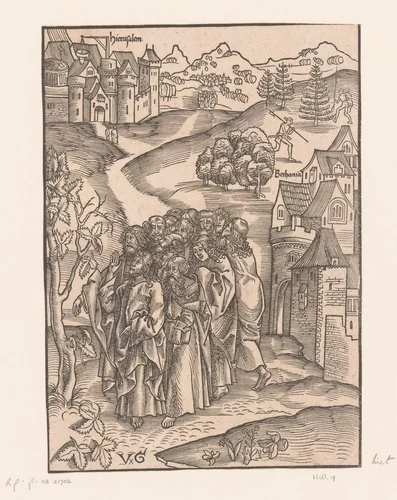 Christus vervloekt de vijgenboom by anonymous, print, 1506