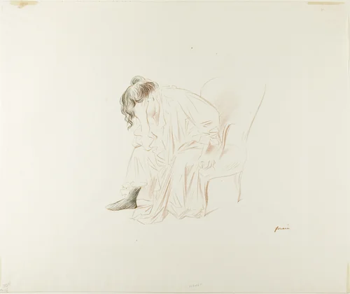 Seated Woman, Head in Right Hand by Jean-Louis Forain, print, 1897