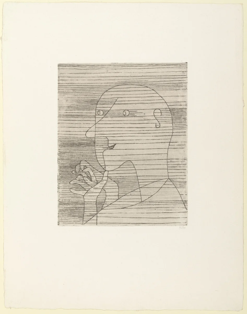 Old Man Figuring (Rechnender Greis) by Paul Klee, print, 1929