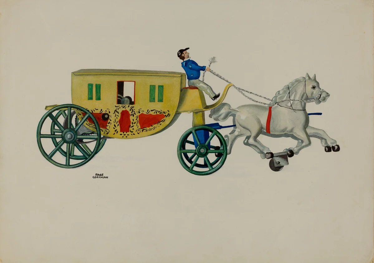 Toy - Two Horse Hack by Page Coffman, index of american design, 1935-1942