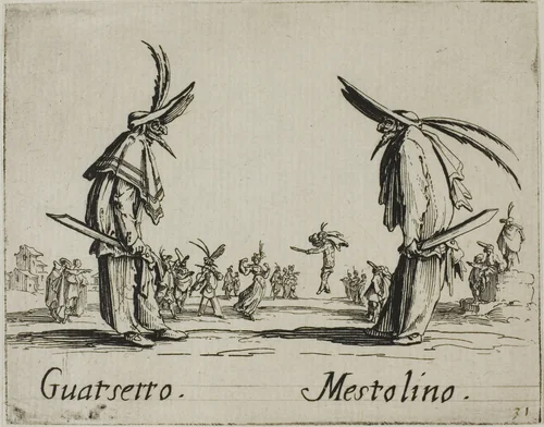 Guatsetto - Mestolino, plate 5 from Balli di Sfessania by Jacques Callot, print, 1617-1627