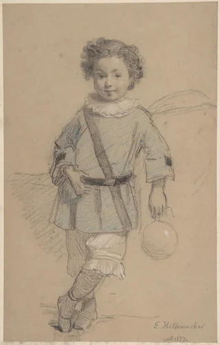 Sketch of a Young Boy by Eugène-Ernest Hillemacher, drawing, 1857