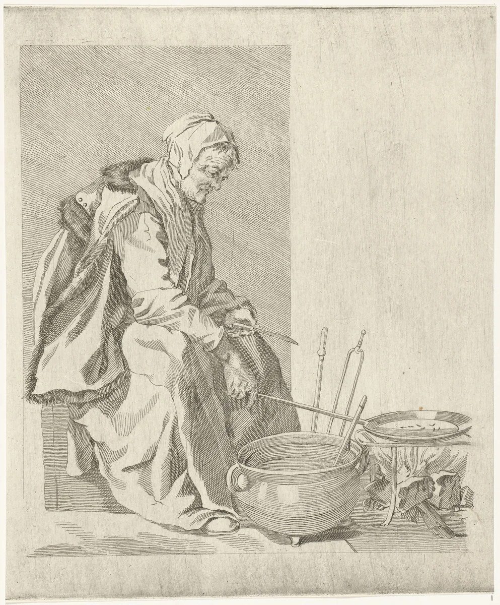 Koekenbakster by Pieter de Mare, print, 1768-1796