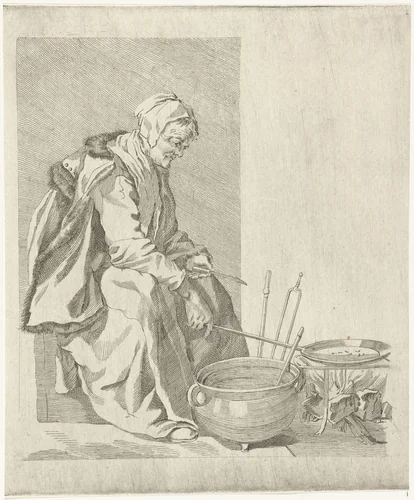 Koekenbakster by Pieter de Mare, print, 1768-1796