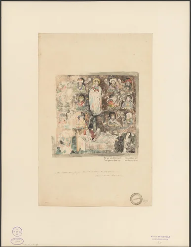 Muurschildering van de boom van Jesse uit de Buurkerk te Utrecht by anonymous, print, 1800-1899