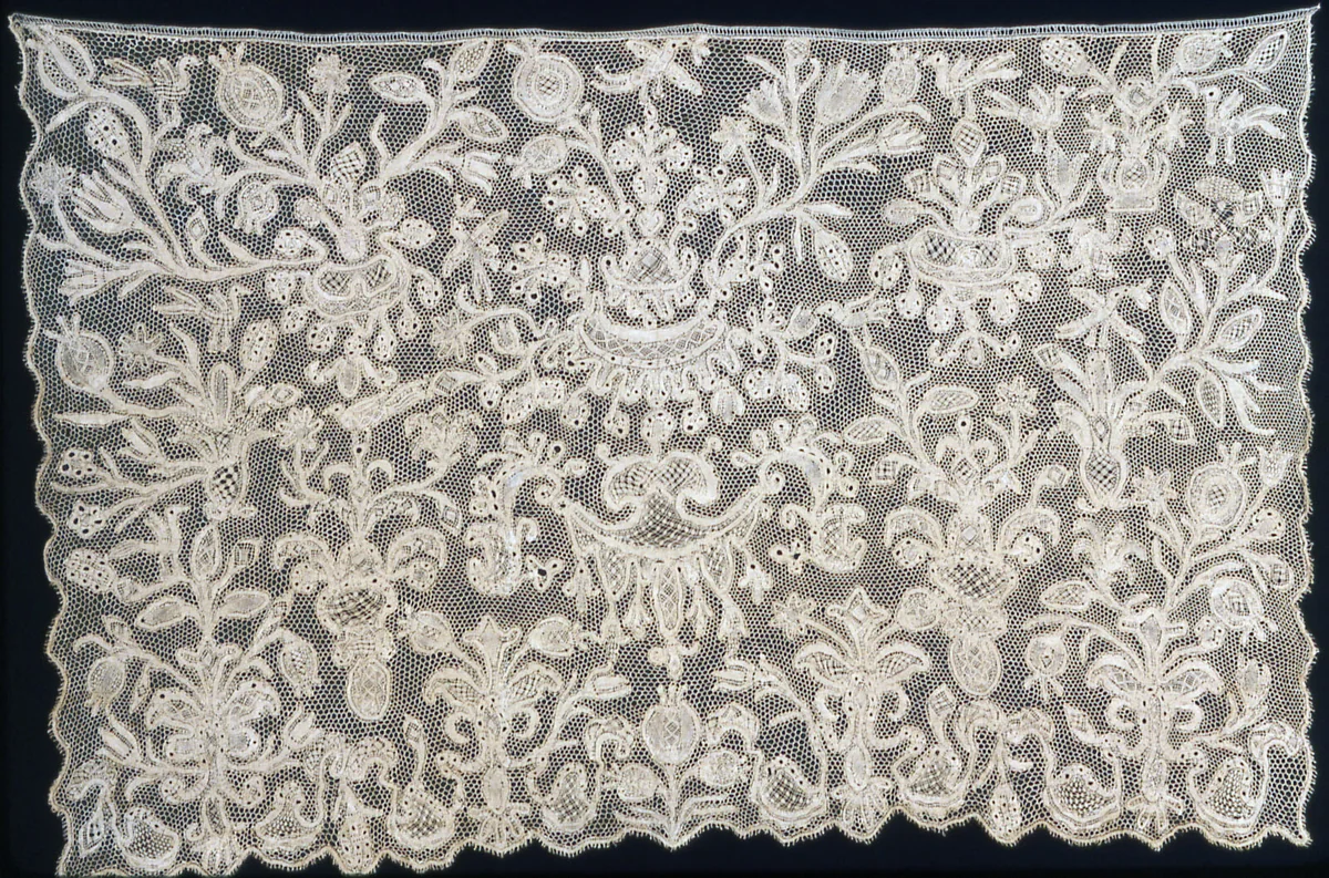 Two Cravat Ends by Probably Italy, textile, 1701-1725