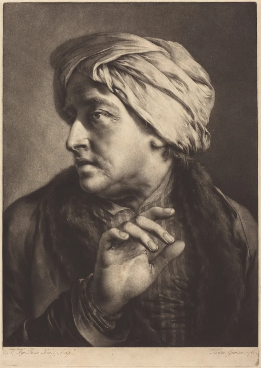 A Man with a Turban and Striped Shirt by Thomas Frye, print, 1760