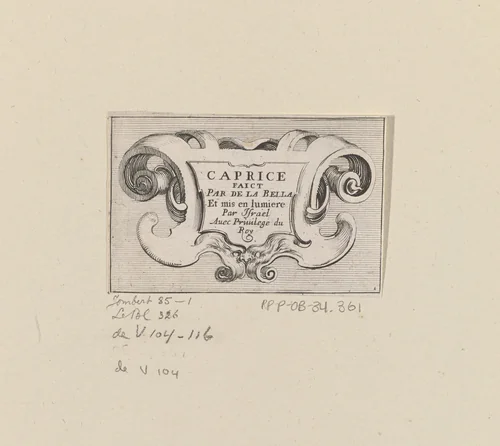 Titelprent met een cartouche met titel by Stefano della Bella, print, 1620-1664