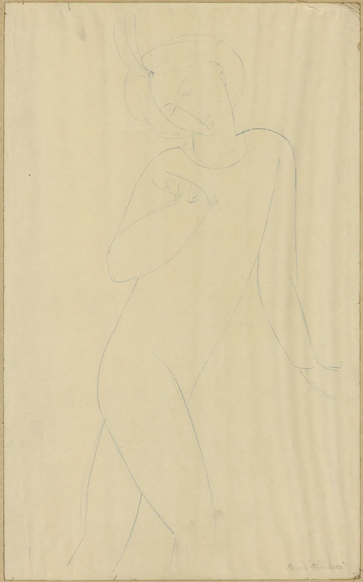 Man in Ballet Costume Wearing a Turban by Amedeo Modigliani, drawing, 1904-1954