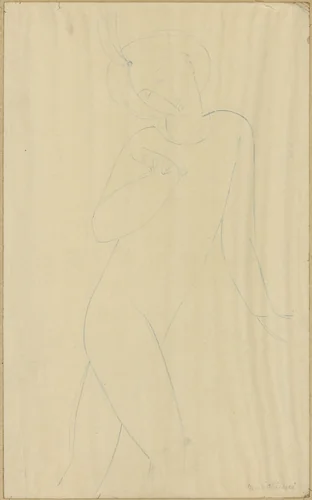 Man in Ballet Costume Wearing a Turban by Amedeo Modigliani, drawing, 1904-1954