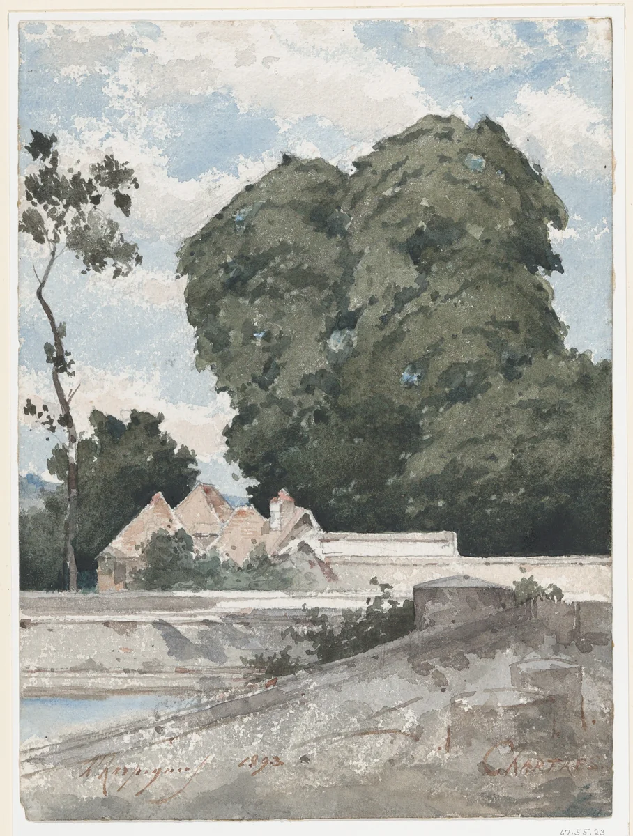 View from the Ramparts at Chartres by Henri Joseph Harpignies, drawing, 1893