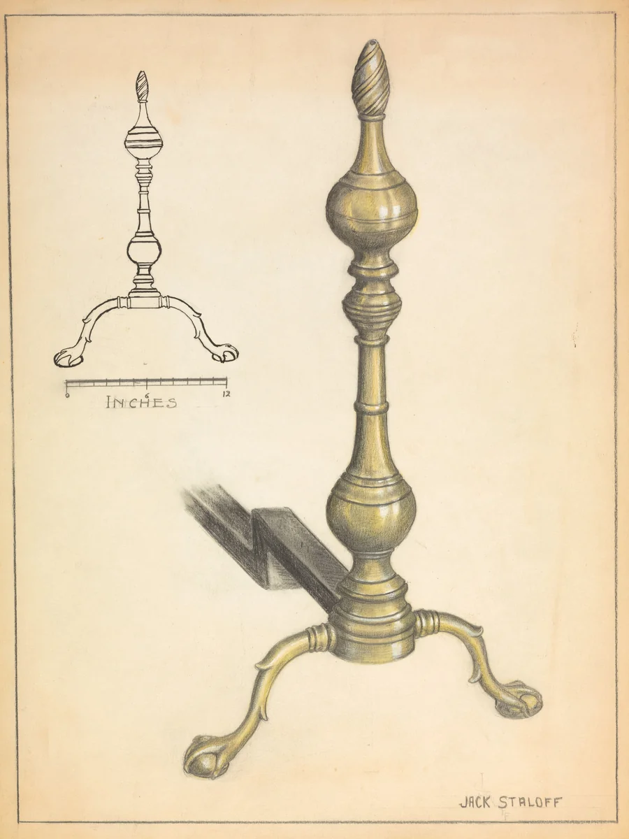 Andiron (one of pair) by Jack Staloff, index of american design, 1936