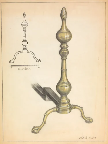 Andiron (one of pair) by Jack Staloff, index of american design, 1936