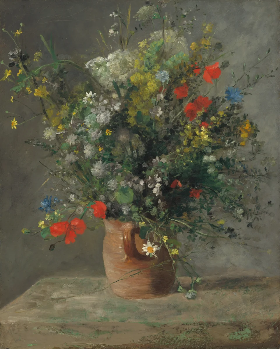 Flowers in a Vase by Auguste Renoir, painting, 1866