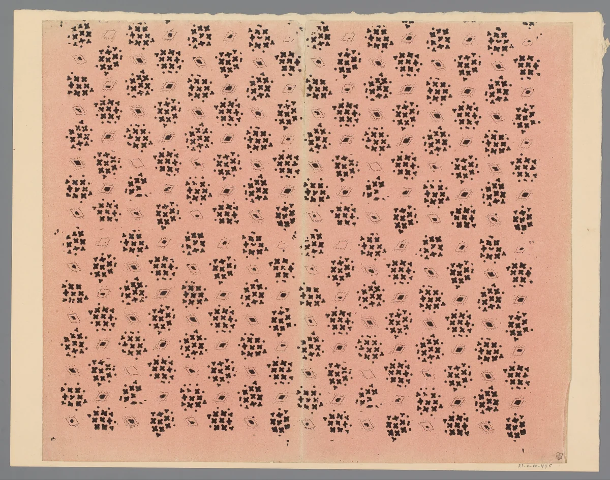 Blad met strooipatroon van ruit en fantasiemotief by anonymous, other, 1800-1900