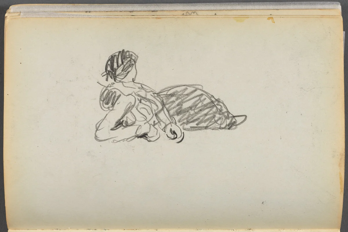 Sketchbook- The Granite Shore Hotel, Rockport, page 082: Reclining Figure by Maurice Prendergast, book, 1905-1910