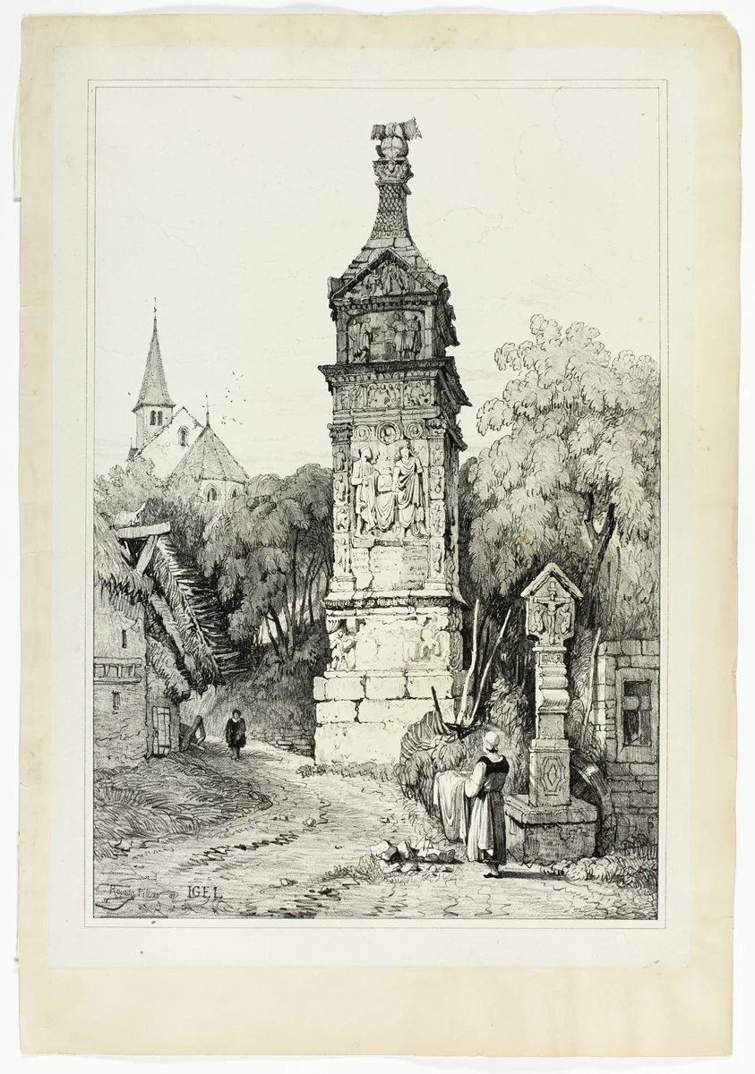 Roman Pillar at Igel, from Facsimiles of Sketches made in Flanders and Germany by Samuel Prout, print, 1833