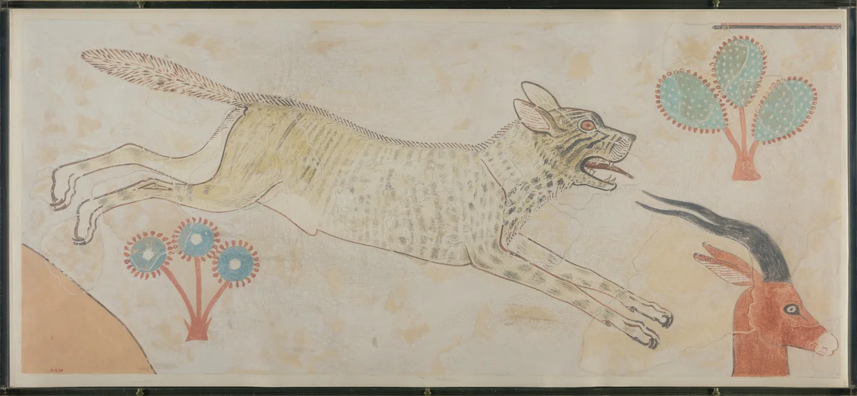 Detail from a Hunting Scene Including a Hyena, Tomb of Intef by Nina de Garis Davies, artwork, -1473--1458