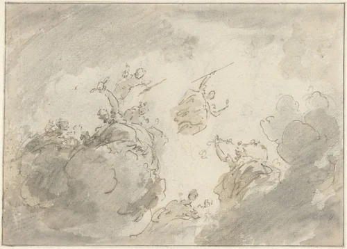 Ontwerp voor plafondschildering by Jacob de Wit, drawing, 1705-1754