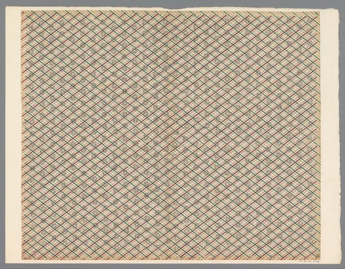 Blad met strooipatroon van bloemmotief over ruitenpatroon by anonymous, print, 1800-1900