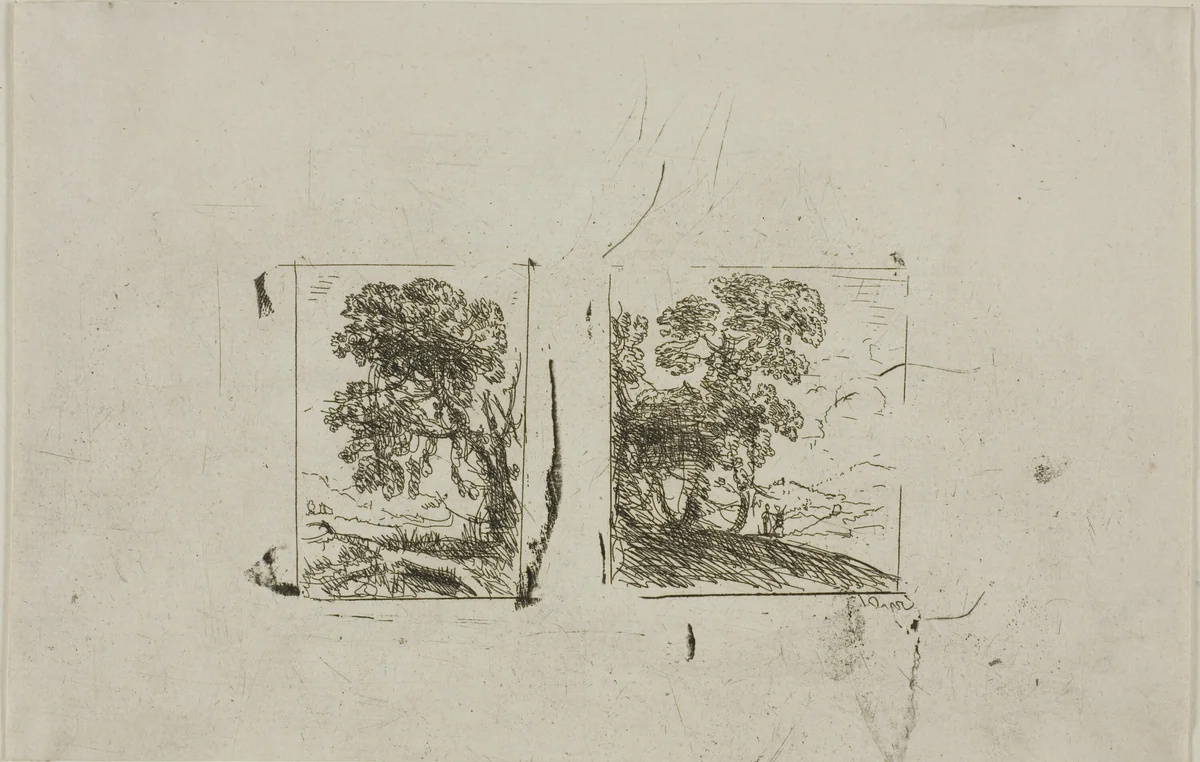 The Two Landscapes by Claude Lorrain, print, 1625-1635