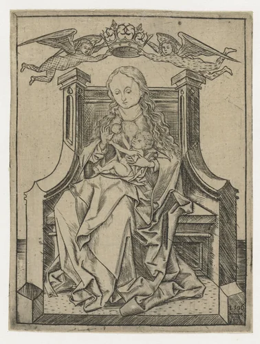 Maria met Christus en een appel by Unknown, print, 1496-1525