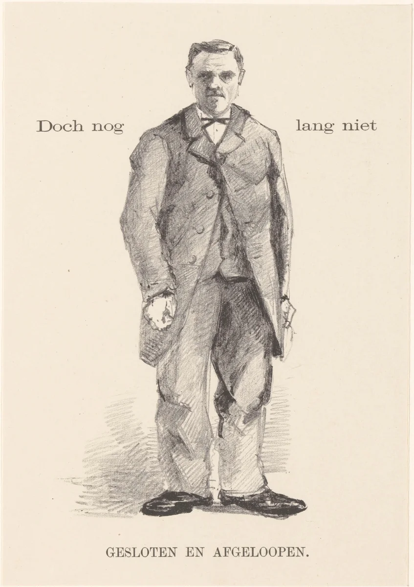 Staande man in overjas by Theo van Hoytema, print, 1878-1917