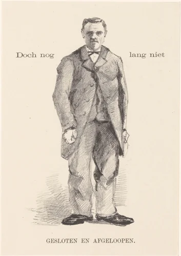 Staande man in overjas by Theo van Hoytema, print, 1878-1917