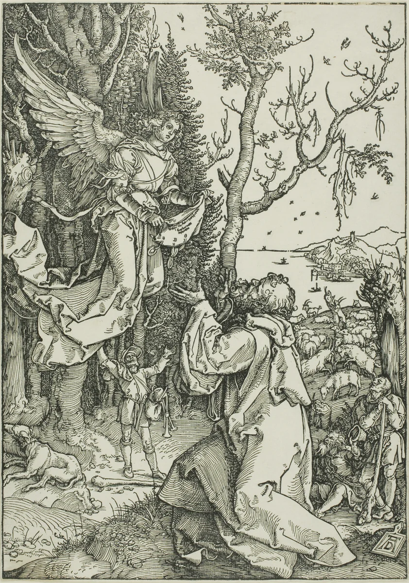 Joachim and the Angel, from The Life of the Virgin by Albrecht Dürer, print, 1504