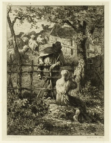 Summer by Charles-Émile Jacque, print, 1860-1870