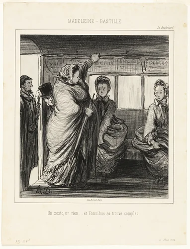 The Madeleine-Bastille Bus Line. A trifle, a nothing... and the bus is full by Honoré-Victorin Daumier, print, 1862