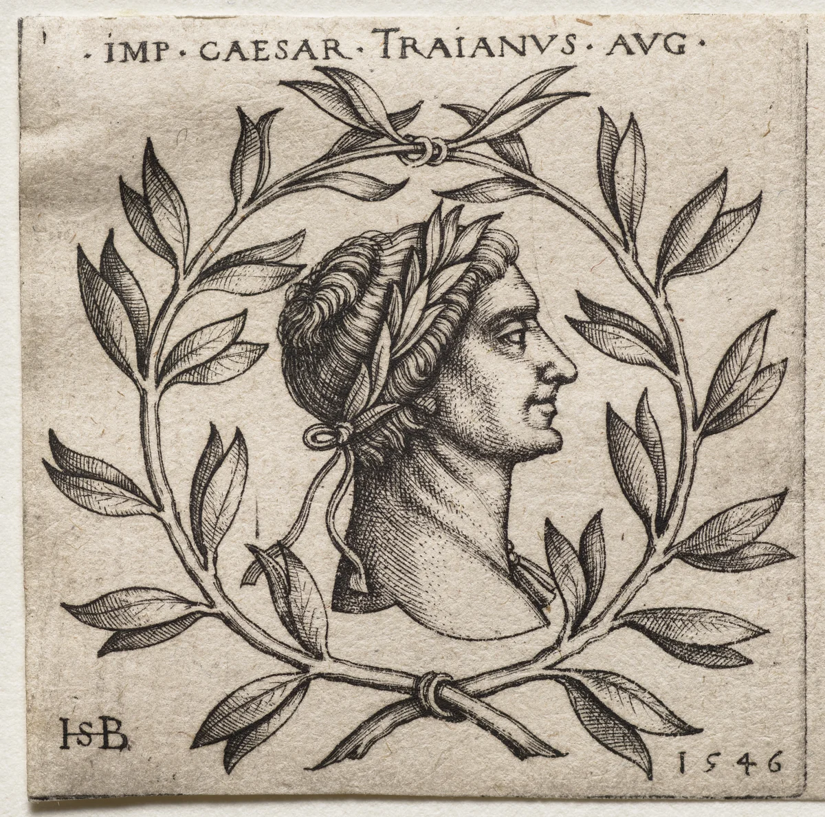 Bust of Emperor Trajan by Hans Sebald Beham, print, 1546