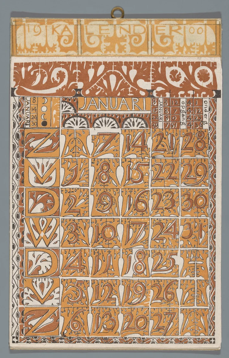 Kalender 1900 by Carel Adolph Lion Cachet, print, 1900