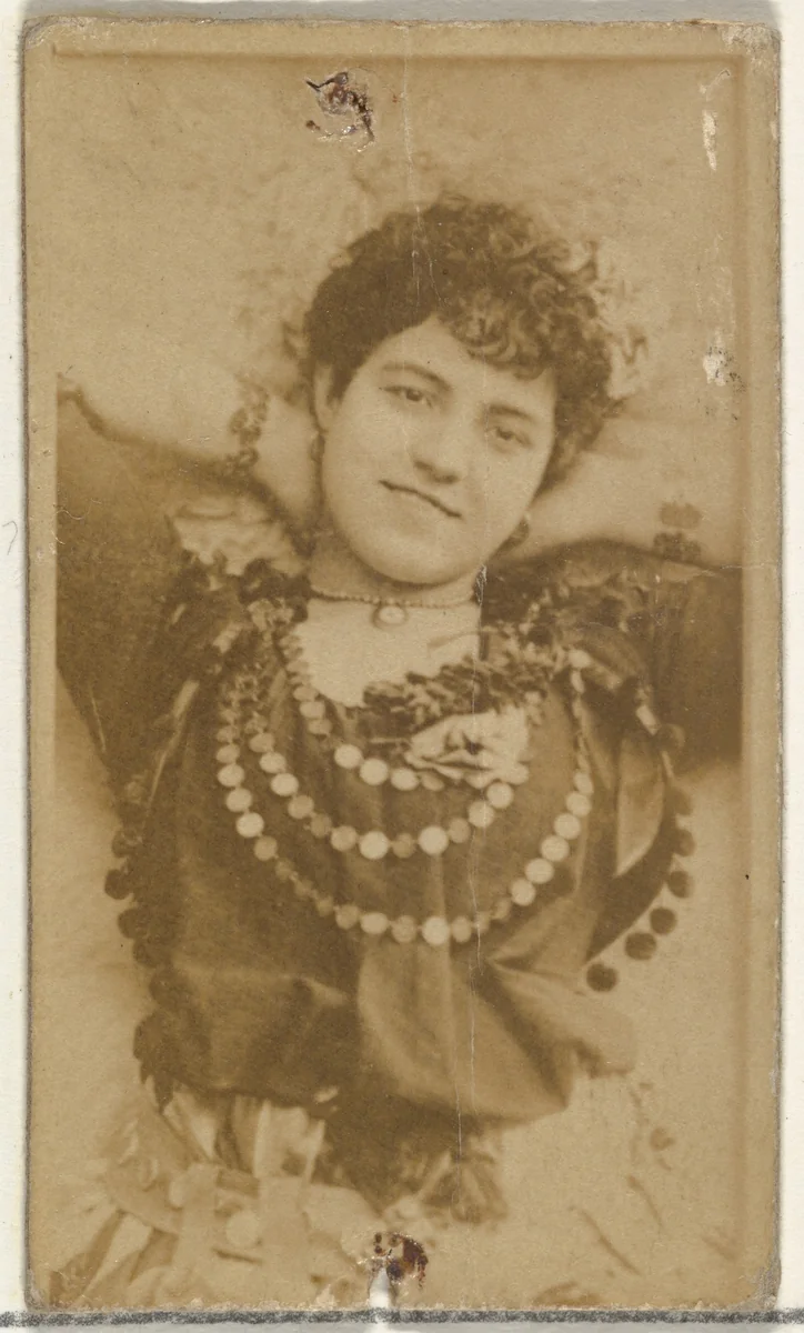 [Actress wearing choker necklace], from the Actors and Actresses series (N145-8) issued by Duke Sons & Co. to promote Duke Cigarettes by W. Duke, Sons & Co., photograph, 1890-1895