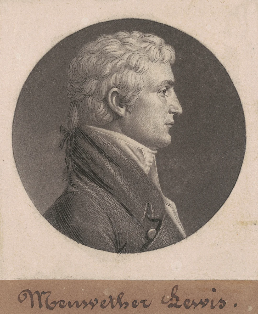 Meriwether Lewis by Charles B. J. Févret de Saint-Mémin, print, 1803-1807