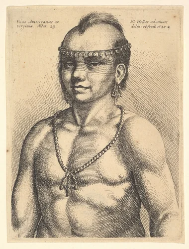 Unus Americanus ex Virginia (An American from Virginia) by Wenceslaus Hollar, print, 1645