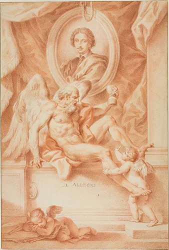 Allegory of Time in Honor of a Painter (Claude Lorrain?) by Francesco Bartolozzi, drawing, 1747-1766