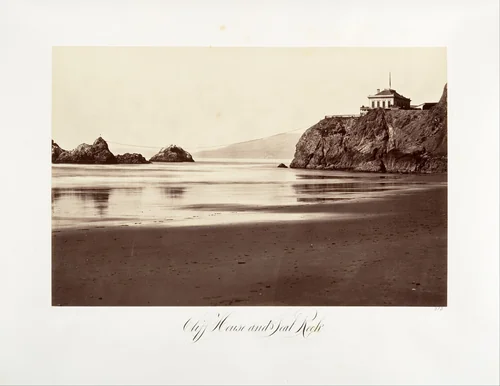 Cliff House and Seal Rock by Carleton E. Watkins, photograph, 1868-1869